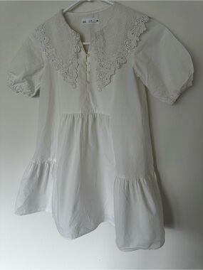 Zara girls white crochet lace dress 8